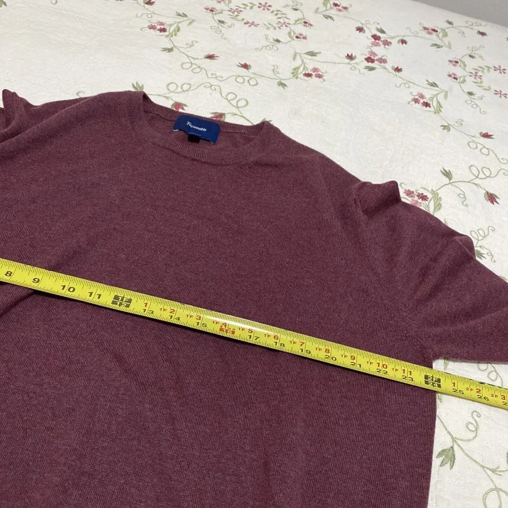 FACONNABLE 100% Wool Pullover Sweater Men's XL Maroon Long Sleeve Crew